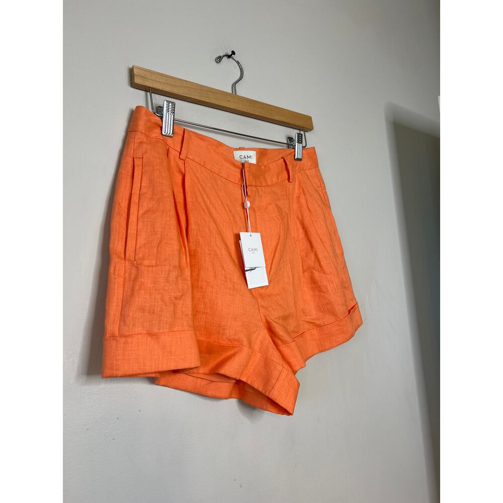 NWT Cami NYC Linen High Waisted Rabia Tailored Short Orange Women's Size: 8 - Picture 3 of 8